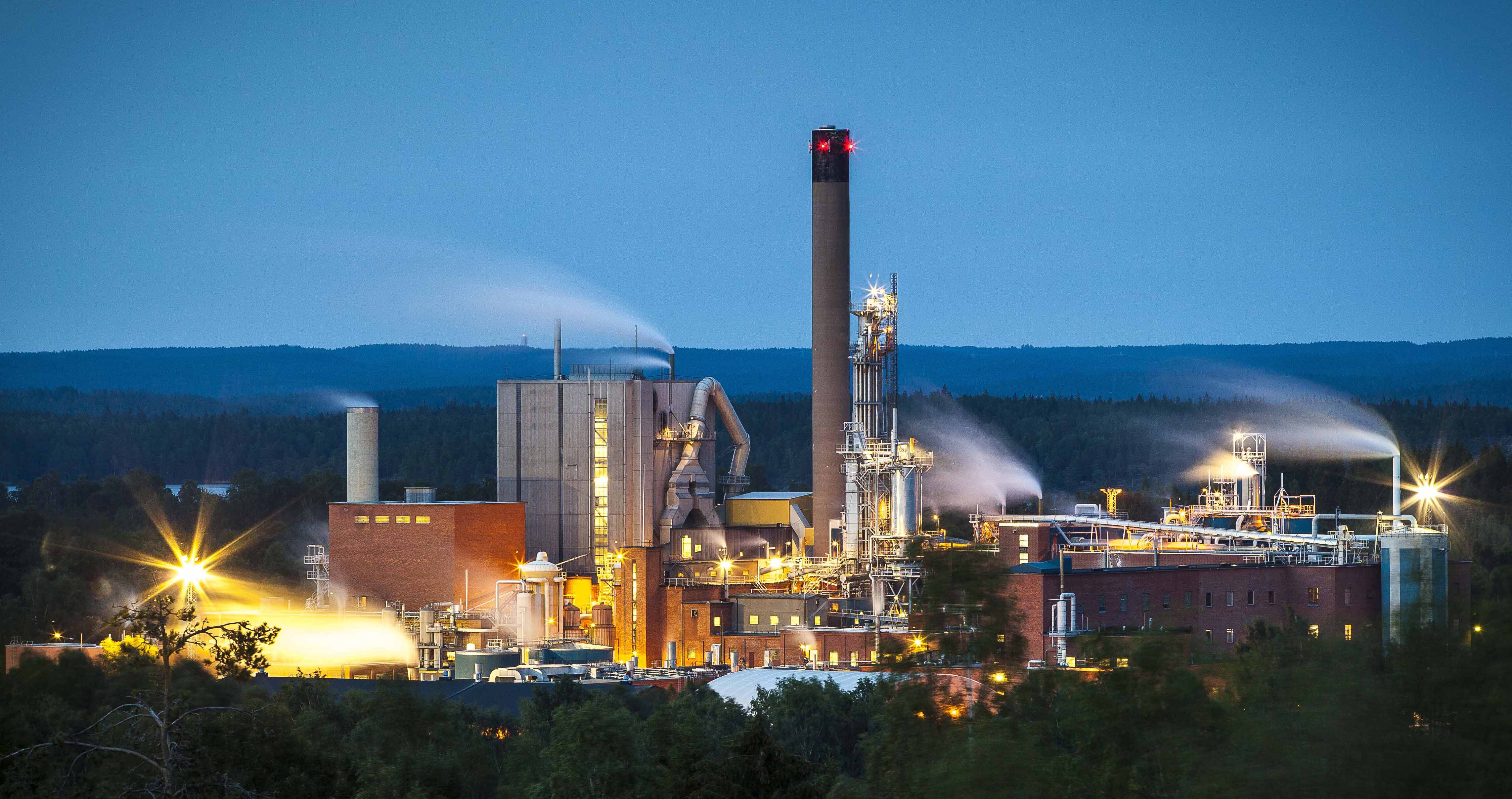 View of pulp mill at dusk View of pulp mill at dusk