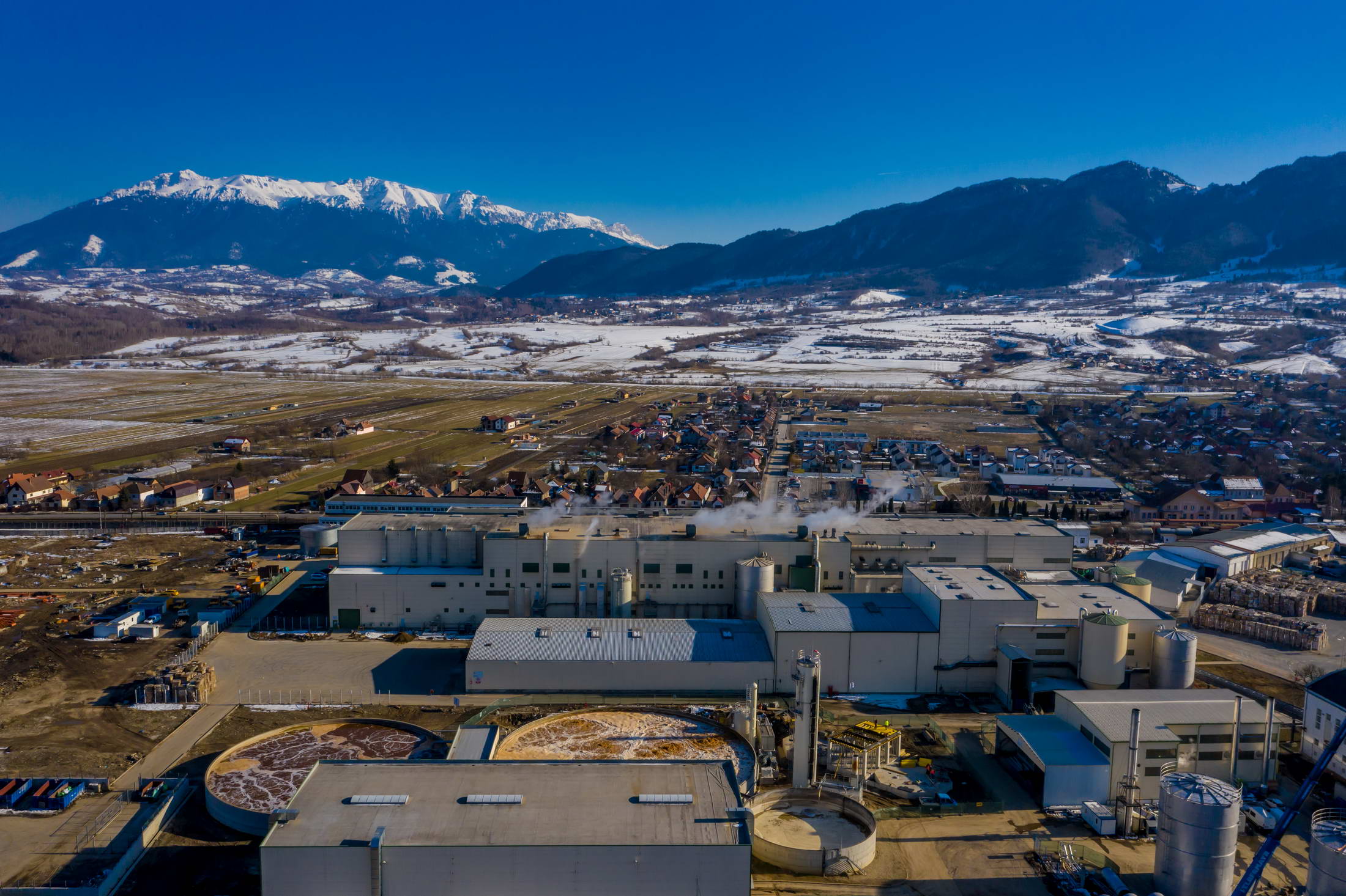 Aerial photo of the Zărnești paper mill Aerial photo of the Zărnești paper mill