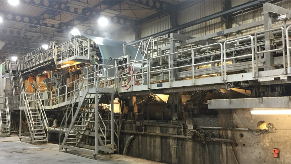 Photo of the PM7 board machine at the Eska Hoogezand board mill. Photo of the PM7 board machine at the Eska Hoogezand board mill.
